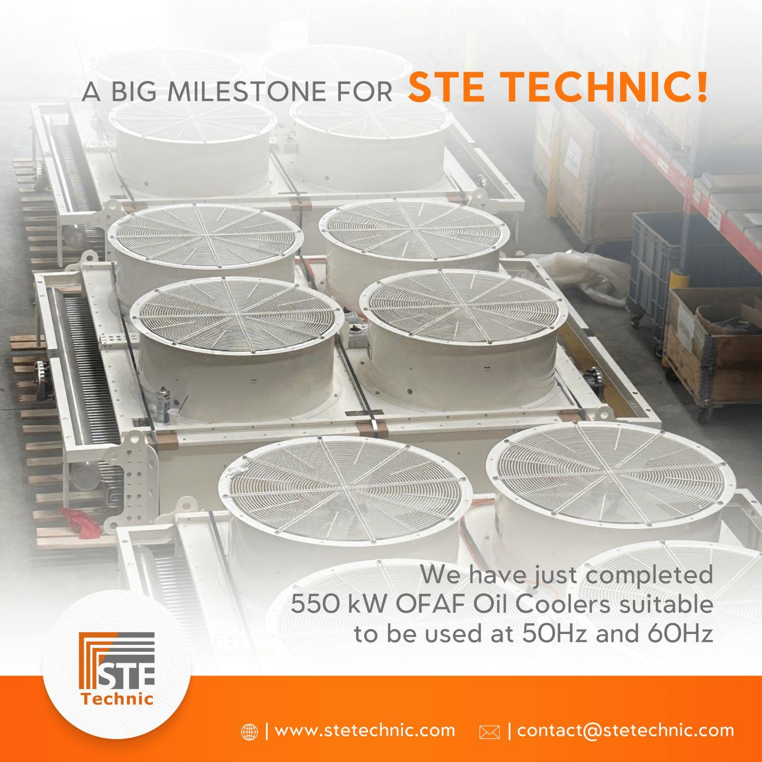 550 kW OFAF Oil Coolers Suitable for Operation at 50 Hz and 60 Hz